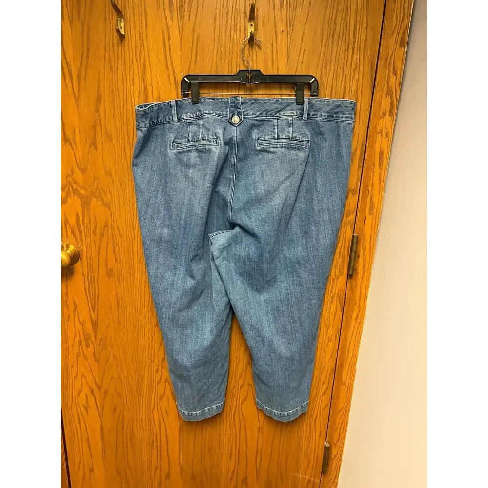 Talbots Sailor Jeans Women's 24W Plus Crop Denim Capri Button Detail Stretch - Picture 5 of 6